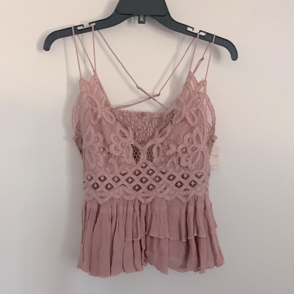 FREE PEOPLE Adella Cami Dusty Mauve Rose Soft Pink - Picture 6 of 9